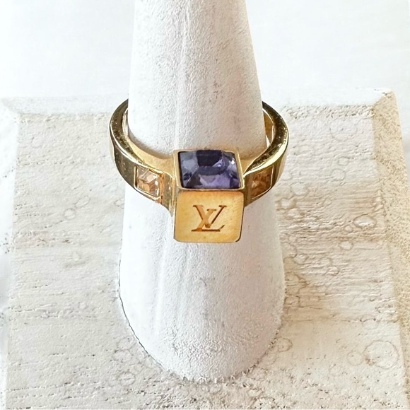 Authentic Louis Vuitton Purple & Gold Gamble Ring Size L 7.5 - Picture 1 of 14